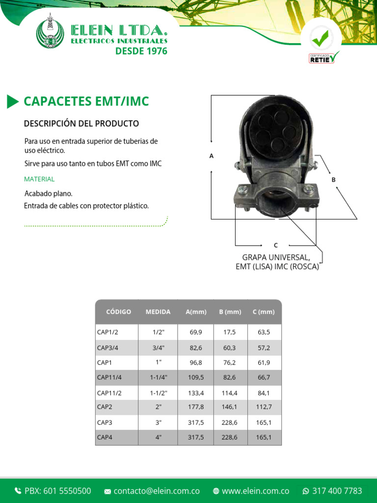 Capacetes EMT/IMC para Tuberías Eléctricas | PDF