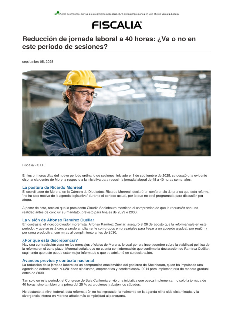 Reducción de Jornada Laboral A 40 Horas - ¿Va o No en Este Período de ...