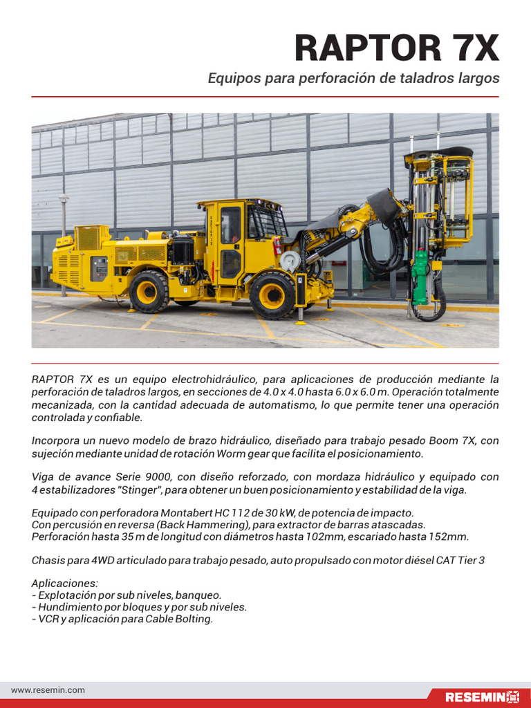 Raptor 7x Espanol Rev 240904 | PDF | Perforar | Ingeniería mecánica