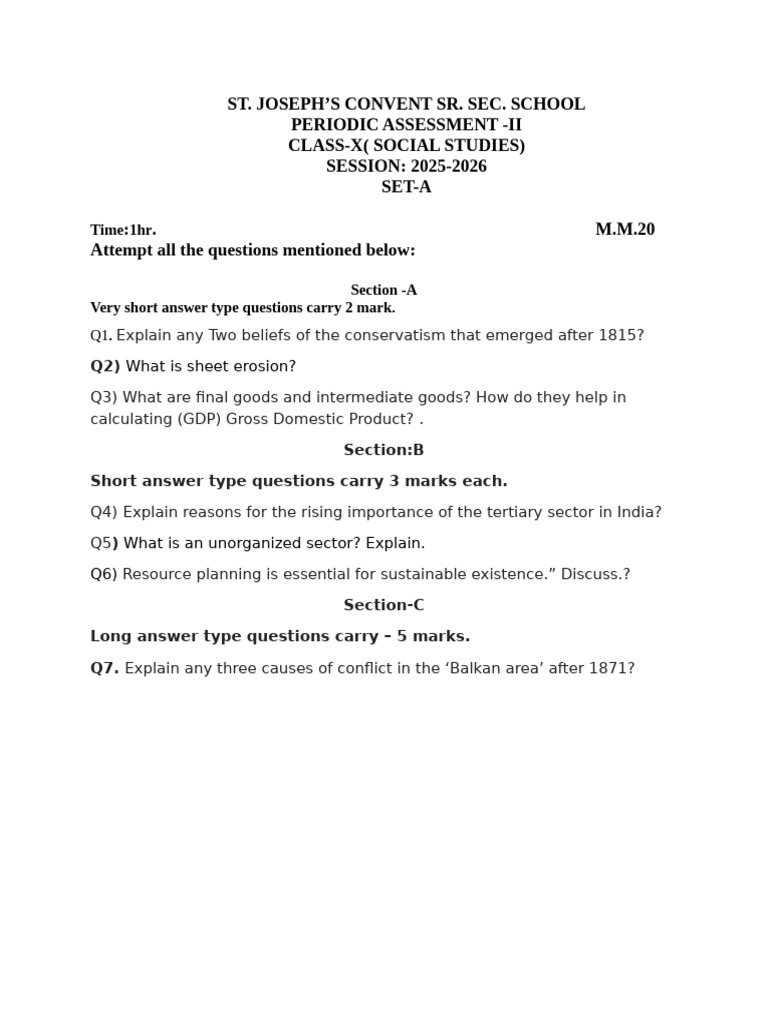 Class 10 TH PA-2 Paper Set-A | PDF