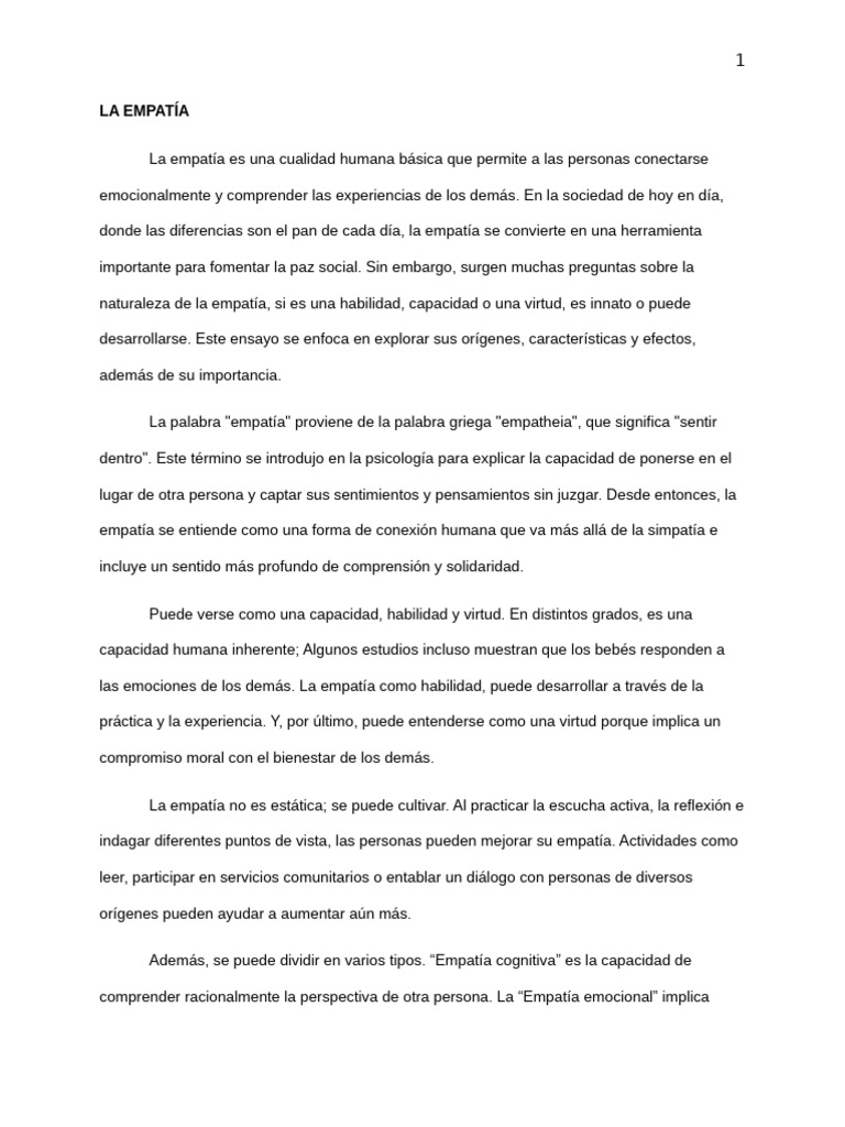 Importancia y Tipos de Empatía | PDF | Empatía | Las emociones