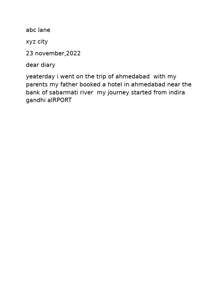 Trip to Ahmedabad: Diary Entry | PDF