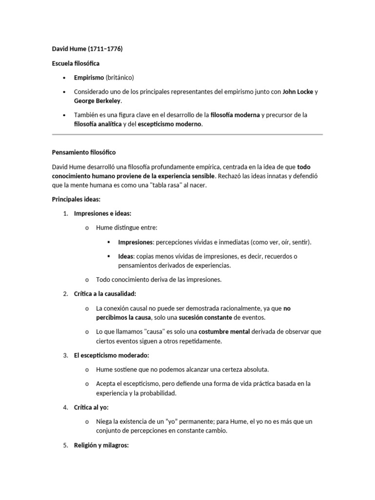 David Hume: Empirismo y Escepticismo Moderno | PDF | David Hume | Empirismo