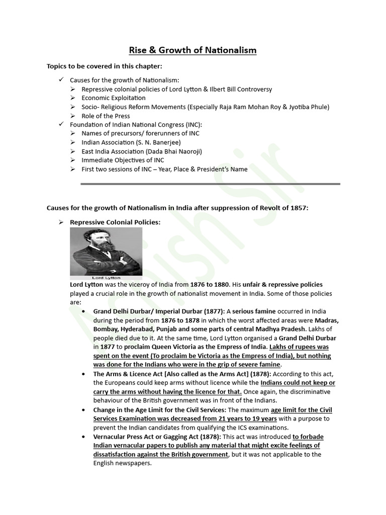 Causes of Indian Nationalism Growth | PDF | Indian National Congress ...