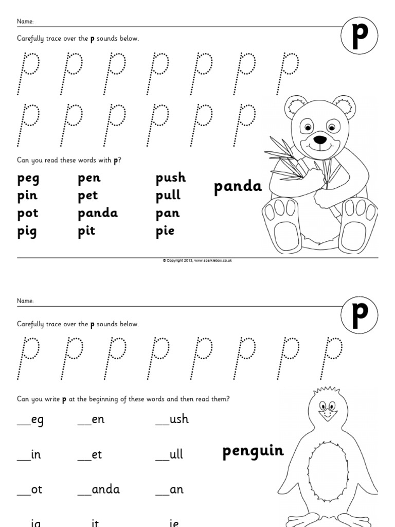 Tracing and Reading 'P' Sounds | PDF