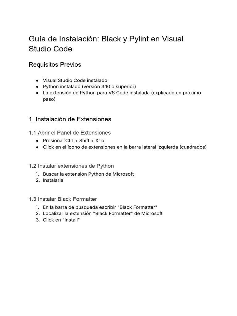 Instalar Black y Pylint en VS Code | PDF | Python (lenguaje de ...