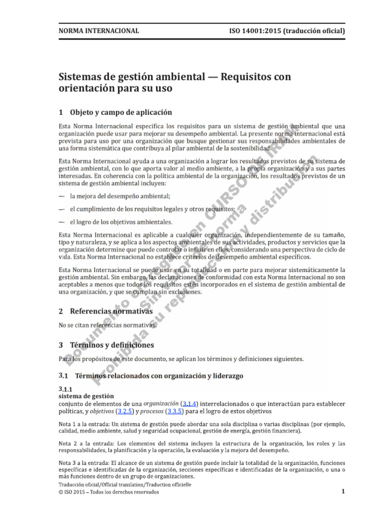 Requisitos para Sistemas de Gestión Ambiental | PDF | Entorno natural ...