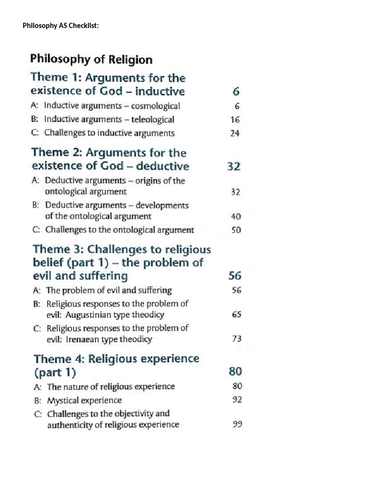 Philosophy As-A2 Checklist | PDF