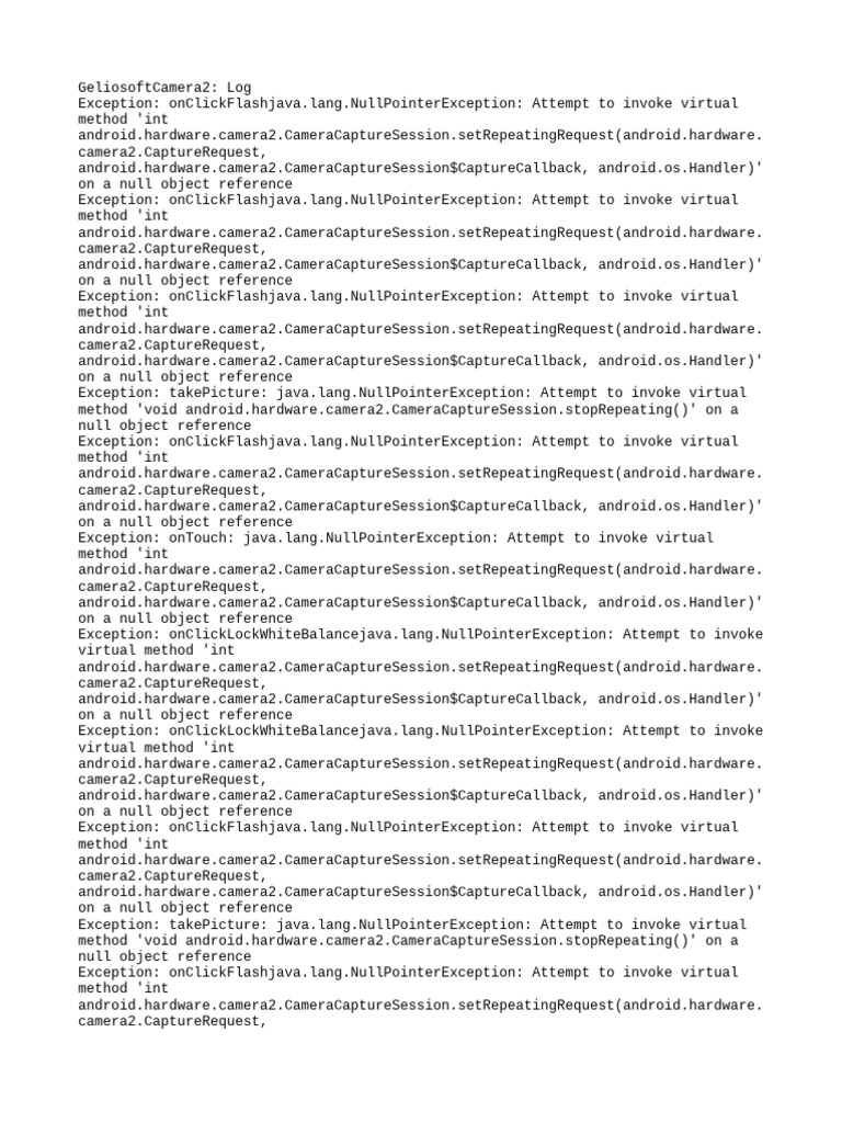Geliosoft Camera Null Pointer Issues | PDF | Computer Programming ...