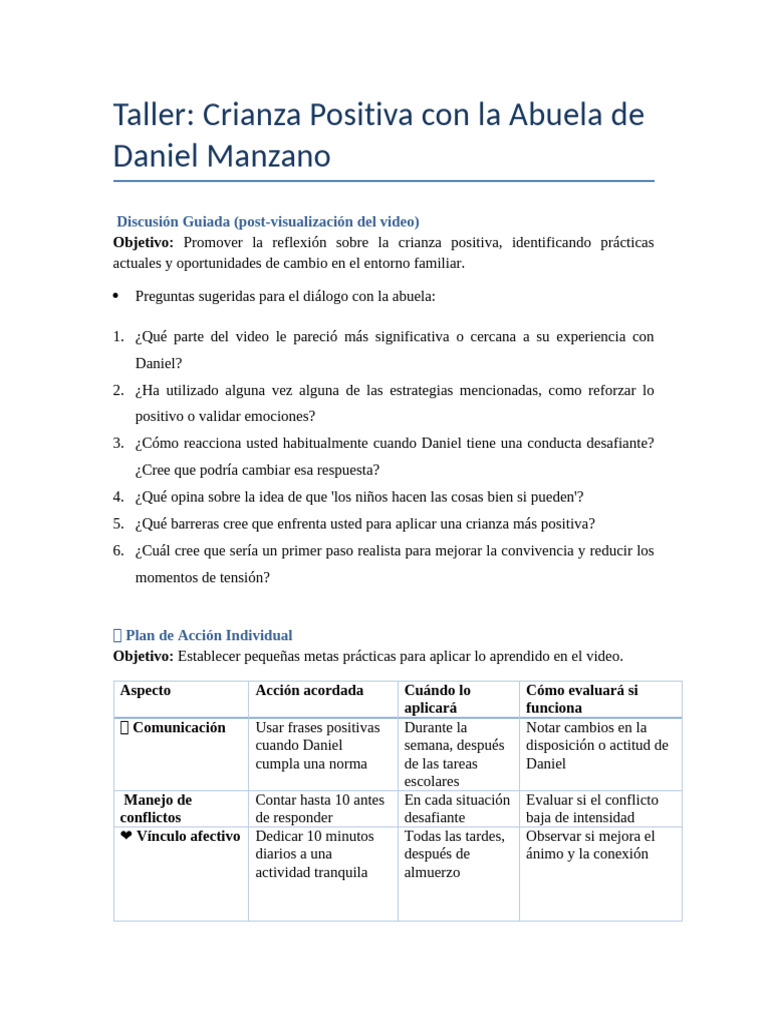 Taller de Crianza Positiva con Abuelas | PDF | Las emociones | Sicología