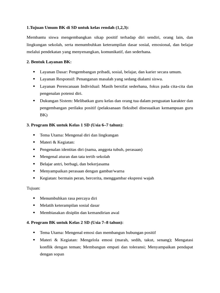 Program BK SD: Keterampilan Sosial Awal | PDF
