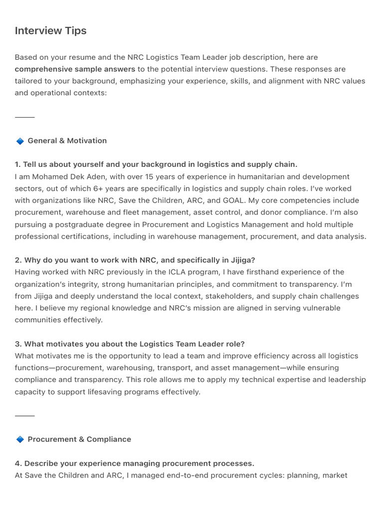 Essential Interview Tips for Logistics Roles | PDF | Logistics ...