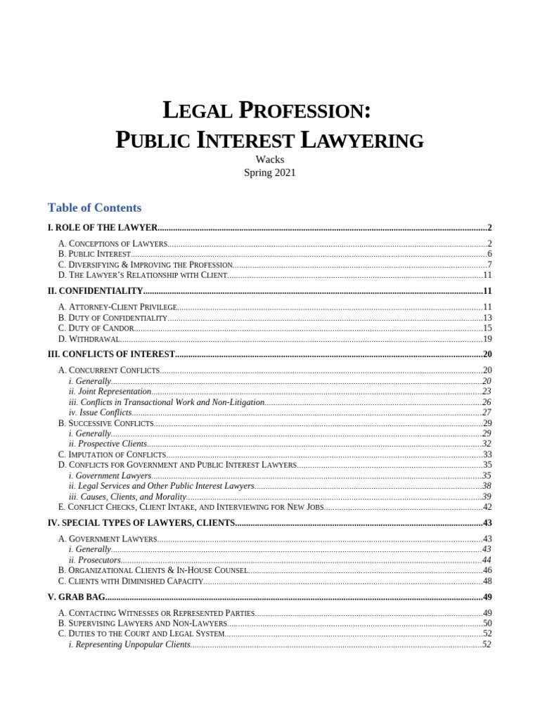 Law School Outline - Legal Professions | PDF | Attorney–Client ...