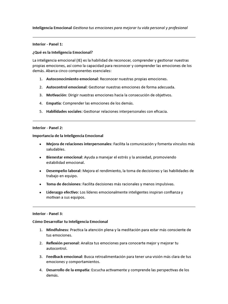 Mejora tu Vida con Inteligencia Emocional | PDF | Las emociones ...