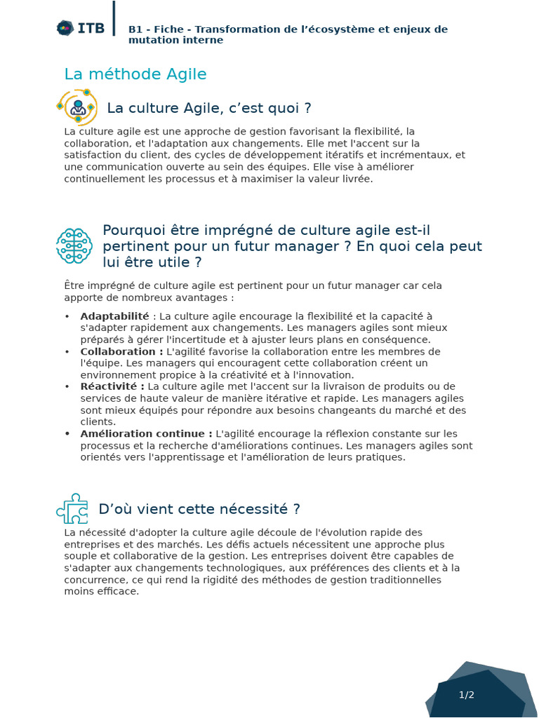 Fiche - Méthode Agile J2 (ID 46923) | PDF | Méthode agile | Business