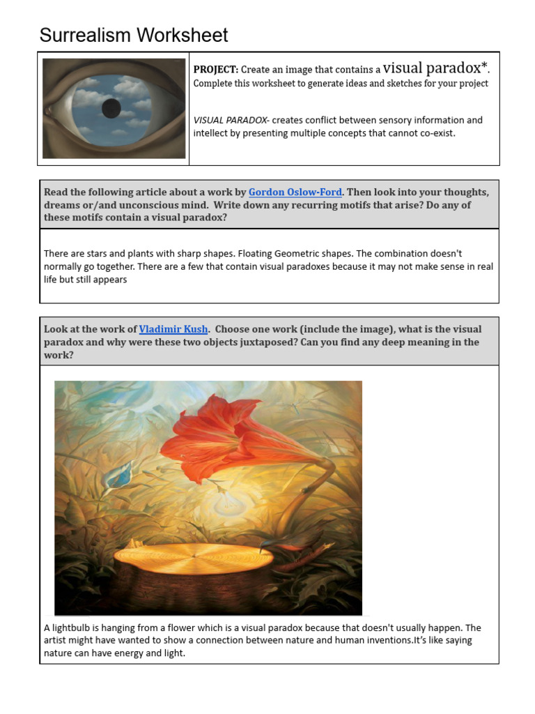 Surrealism Visual Paradox Worksheet | PDF