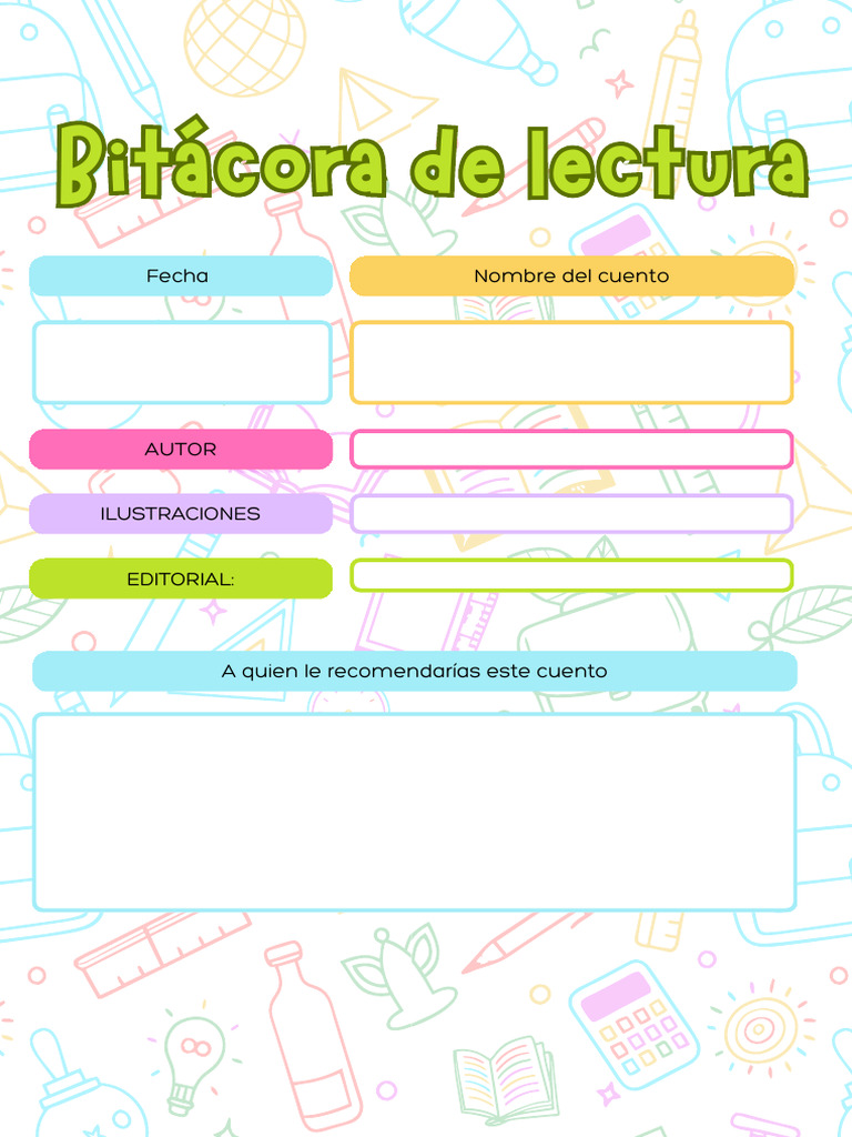Bitácora de Clase Llamativo Ordenado Colorido | PDF