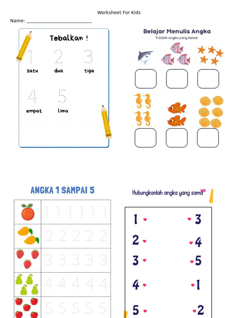Jan Worksheet Angka Pemula | PDF