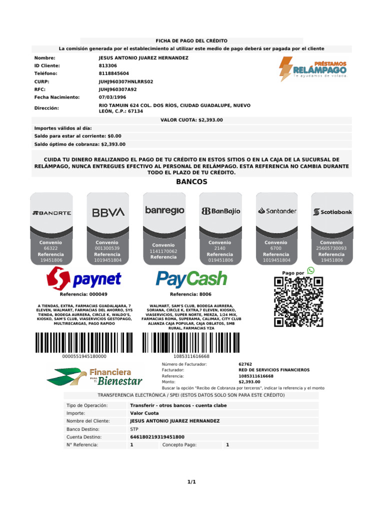 Ficha Pago Credito Individual v2 | PDF | Servicios financieros | Bancario