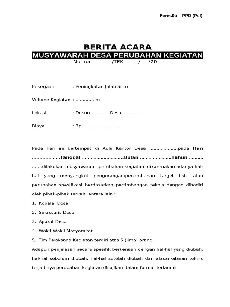Form.9a - BA Revisi | PDF