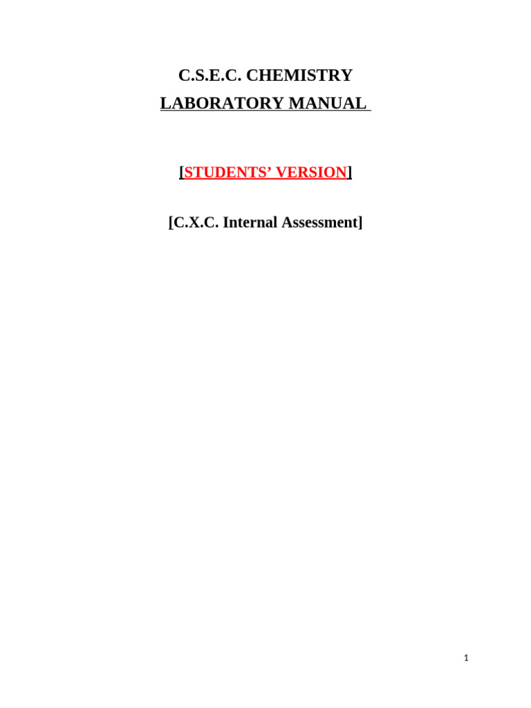 CSEC Chemistry Lab Manual Guide | PDF | Salt (Chemistry) | Chemical ...