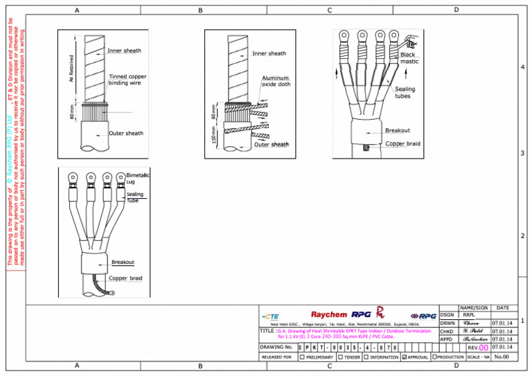 Heat Shrinkable Cable Termination Drawing | PDF | Metals | Copper