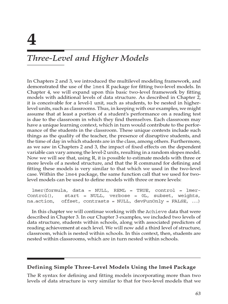 Three-Level Multilevel Modeling in R | PDF | Multilevel Model ...