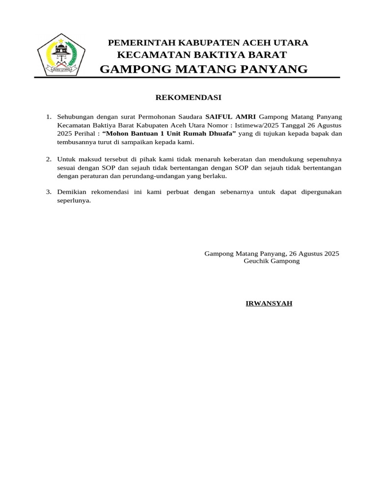 Surat Rekomendasi | PDF