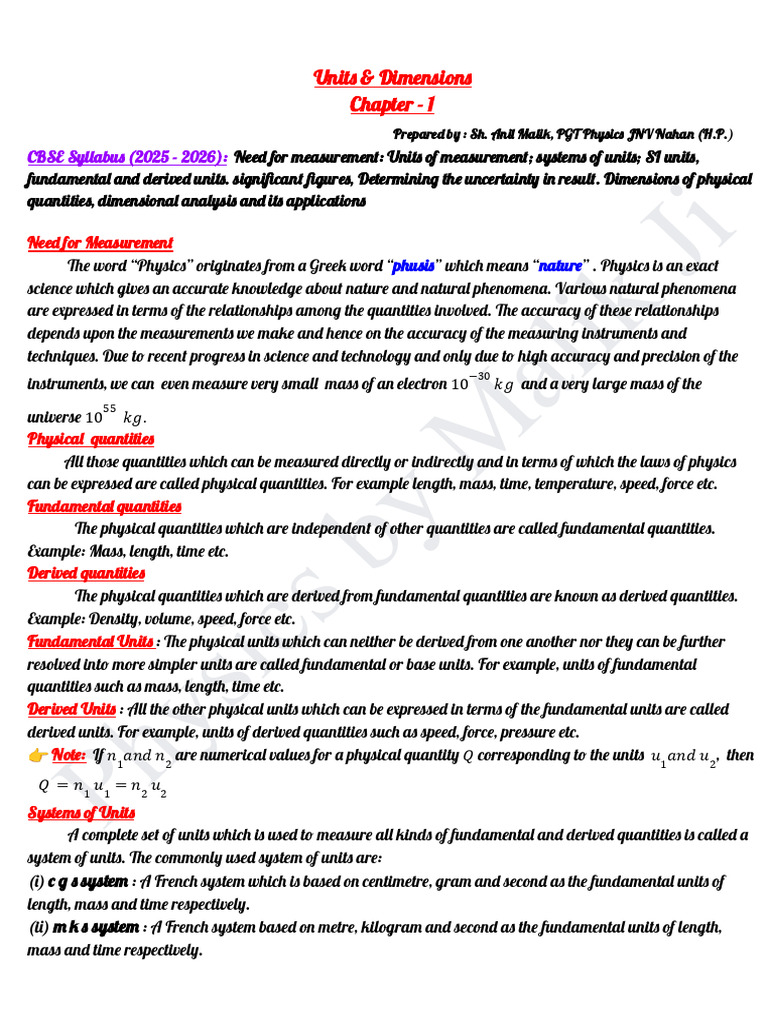Physics Units and Measurements Guide | PDF | Significant Figures ...