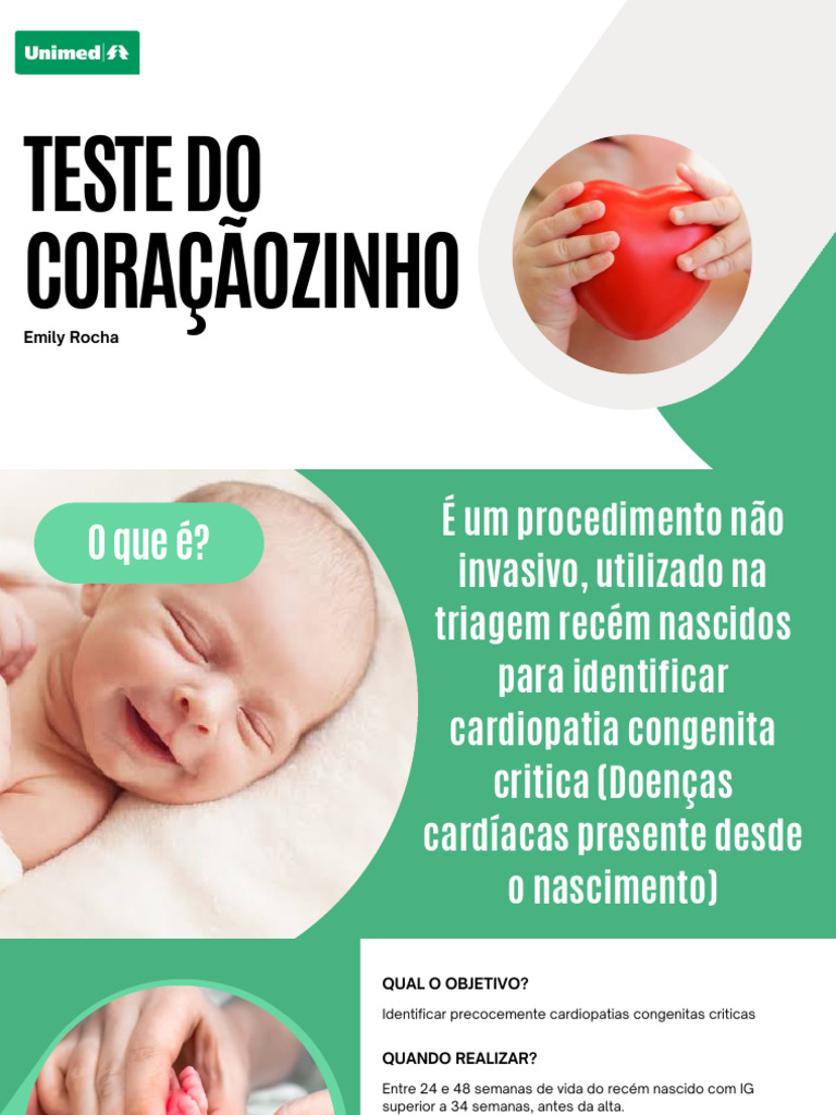 Teste do Coraçãozinho: Triagem Neonatal | PDF
