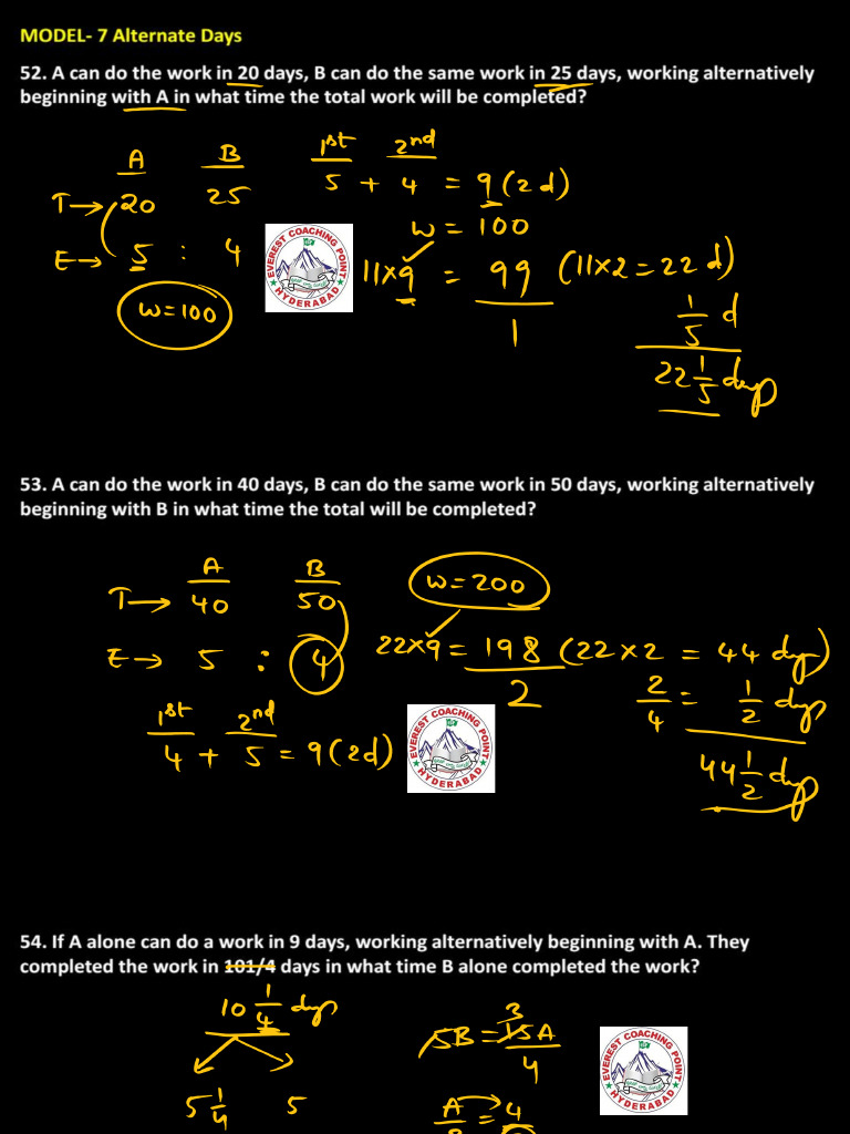 Time and Work Class Notes-5 | PDF