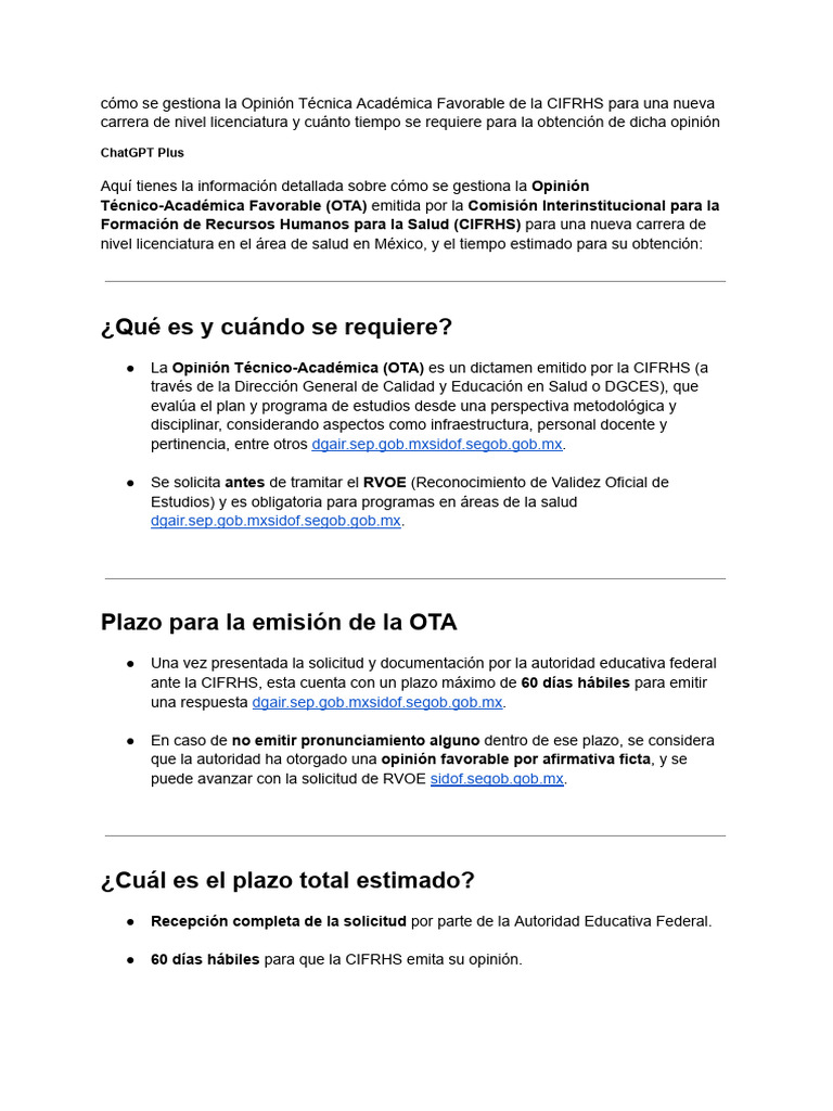 Gestión de la OTAF en nuevas licenciaturas | PDF | Plan de estudios ...
