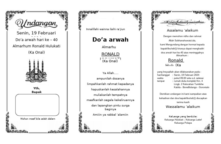 Undangan Tajiah ONAL | PDF