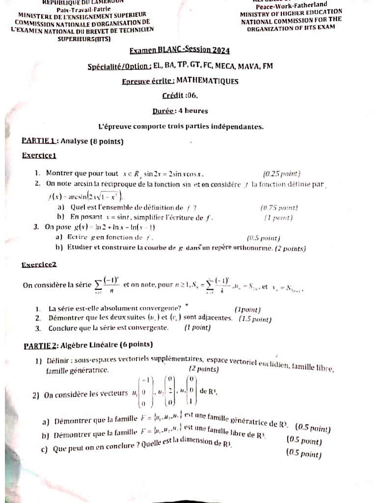 BTS Blanc Math Bon Berger | PDF
