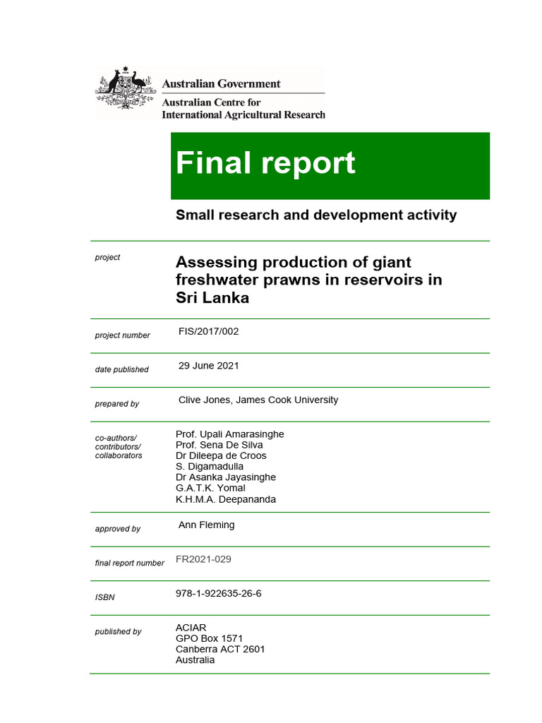 Final Report FIS 2017 002 | PDF | Reservoir | Fishery