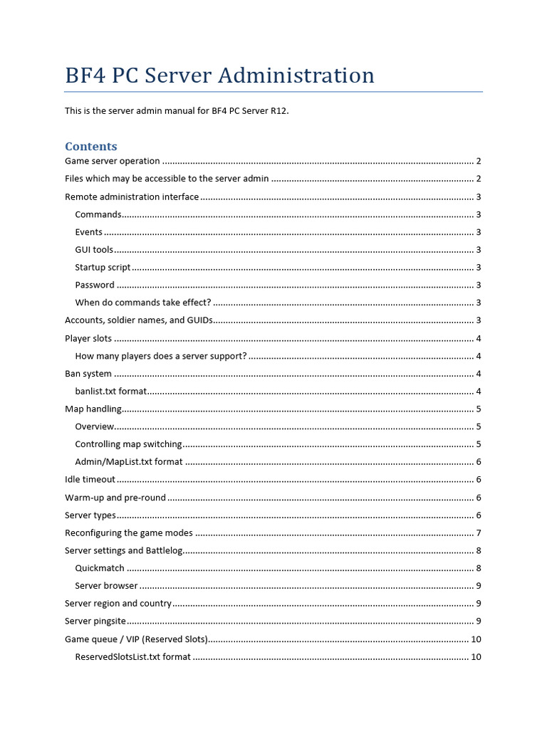 BF4 PC Server Admin Manual | PDF | Command Line Interface | Graphical ...
