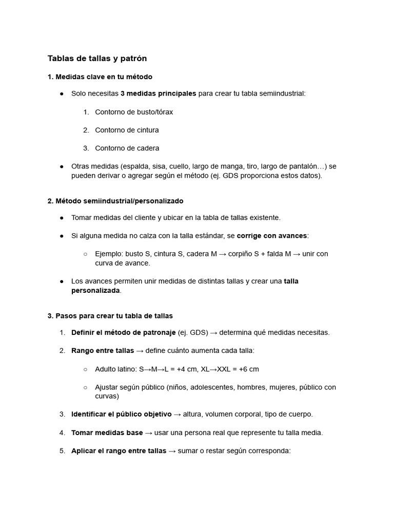 Guía para Crear Tablas de Tallas Personalizadas | PDF