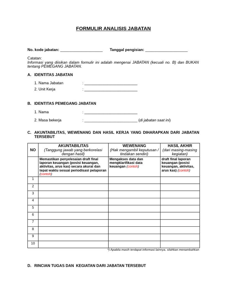 Form Analisis Jabatan 20240205 | PDF