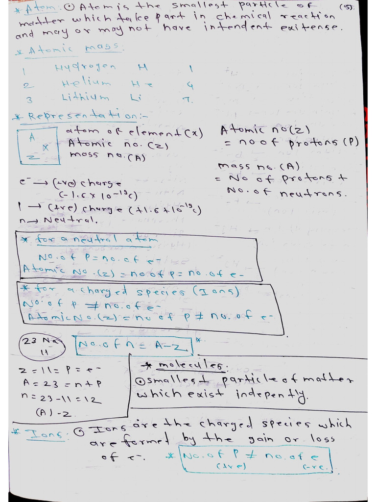 Structure of Atom Notes ?? | PDF