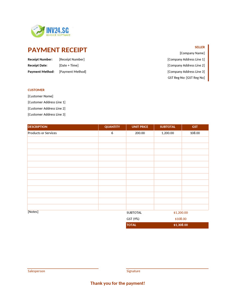 Payment Receipt Template | PDF