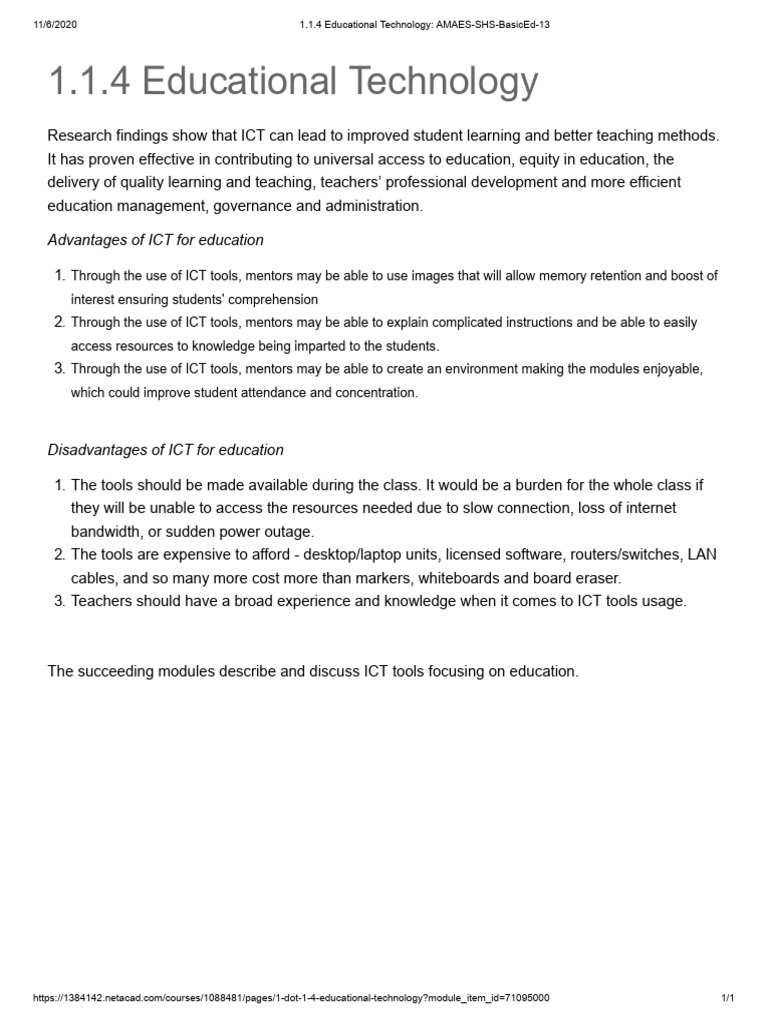1.1.4 Educational Technology - AMAES-SHS-BasicEd | PDF