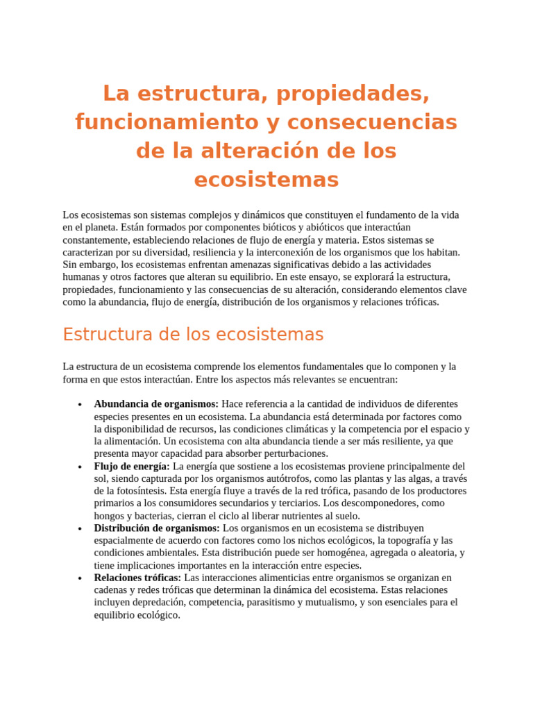 Estructura y Consecuencias de Ecosistemas | PDF | Ecosistema | Ecología