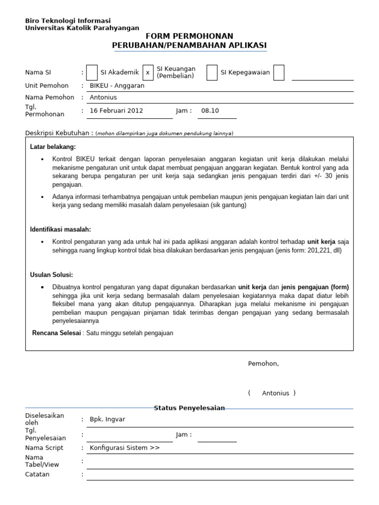 Form Perubahan Aplikasi BTI Utk Kontrol Pengaturan Unit (Buka Tutup ...