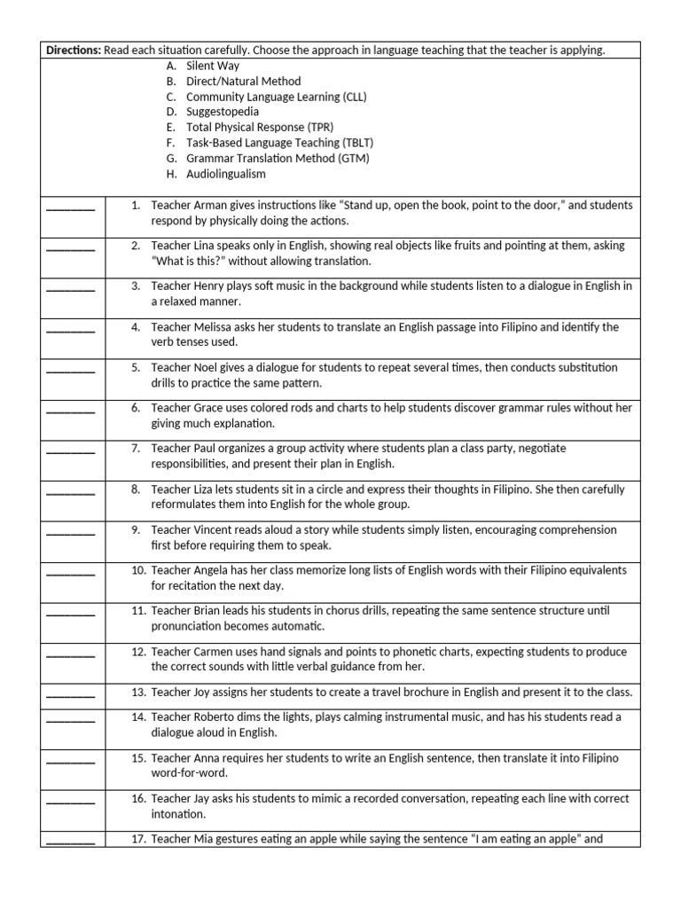 Language Teaching Method Approaches | PDF | Second Language ...
