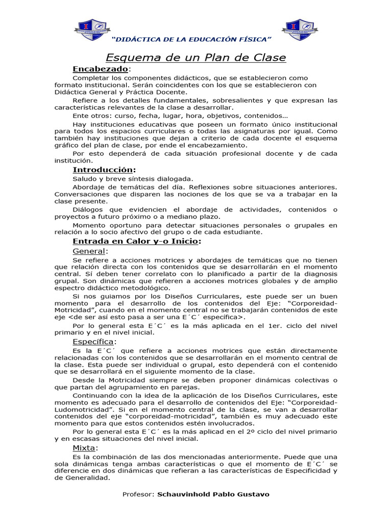 Esquema Del Plan de Clase Vert | PDF | Plan de estudios | Educación de ...