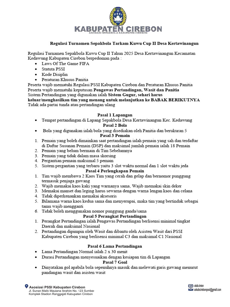 Regulasi Turnamen Kuwu Cup II 2025 | PDF