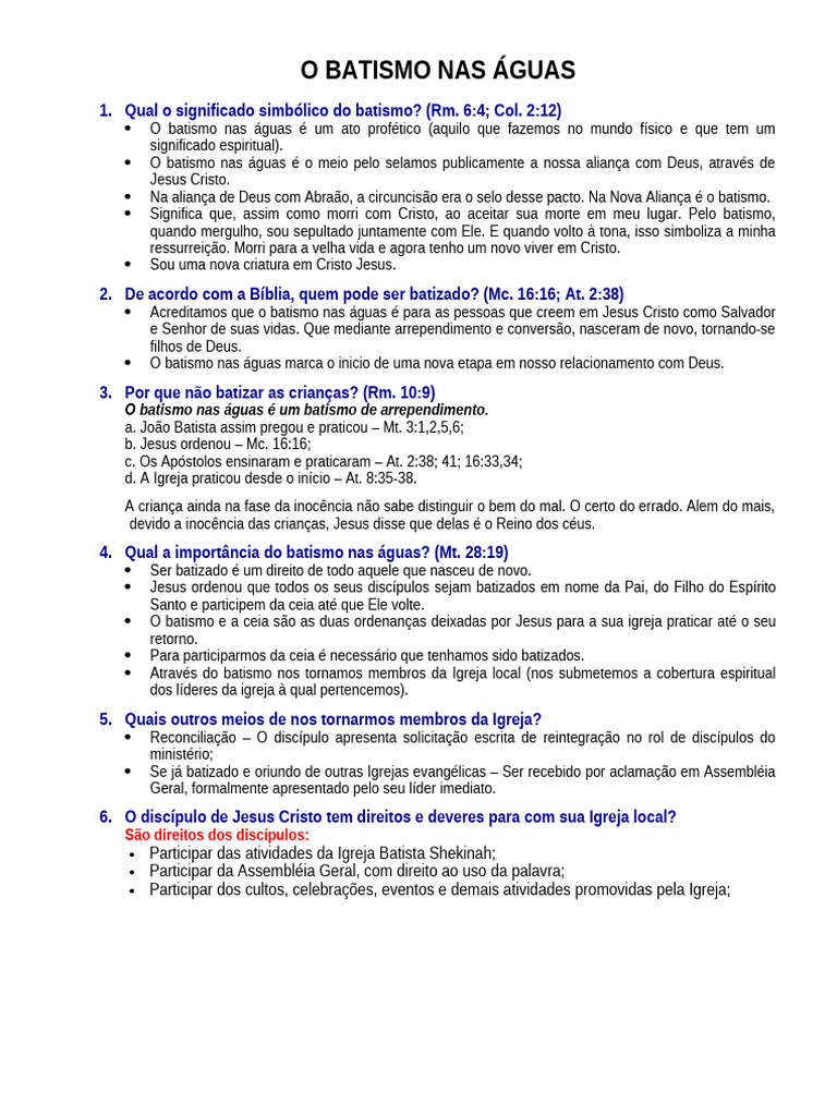 O Sobre Batismo Nas Águas | PDF | Batismo | Jesus