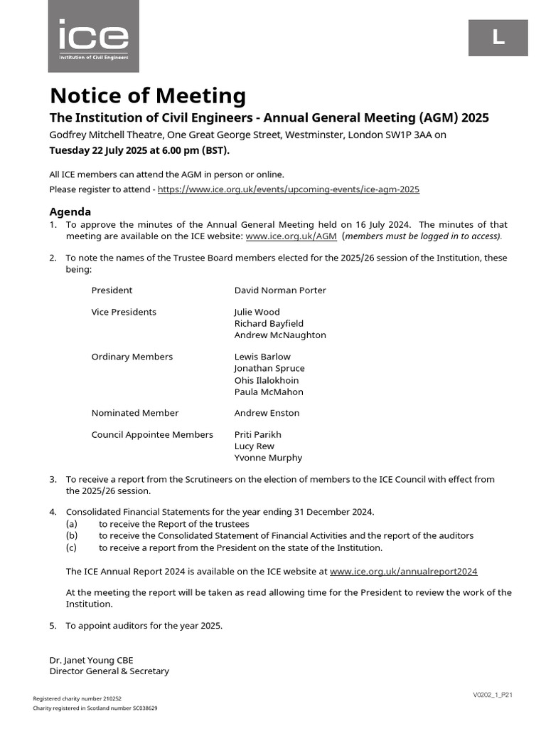 ICE AGM Notice for July 2025 | PDF | Annual Events | Asset Management