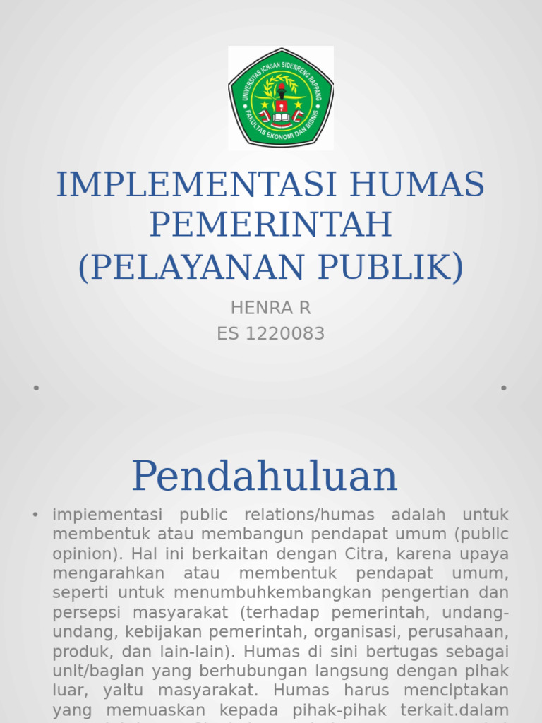 Implementasi Humas dalam Pelayanan Publik | PDF