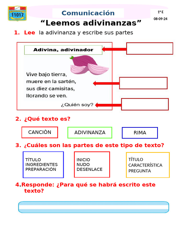 Adivinanzas para Primer Grado | PDF